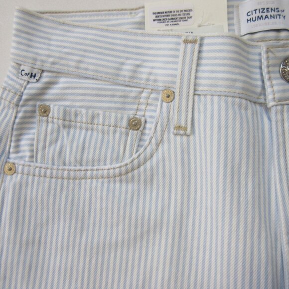 NWT Citizens Of Humanity Miro Relaxed in Marine Stripe Rigid Barrel Leg Jeans 26 - Picture 3 of 10